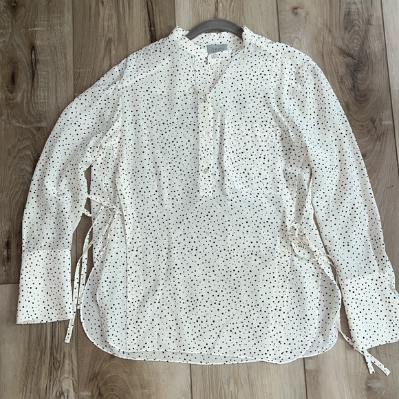 Jason Wu Grey Polka Dot 100% Silk Blouse Tunic Top Size 2 - Picture 2 of 7